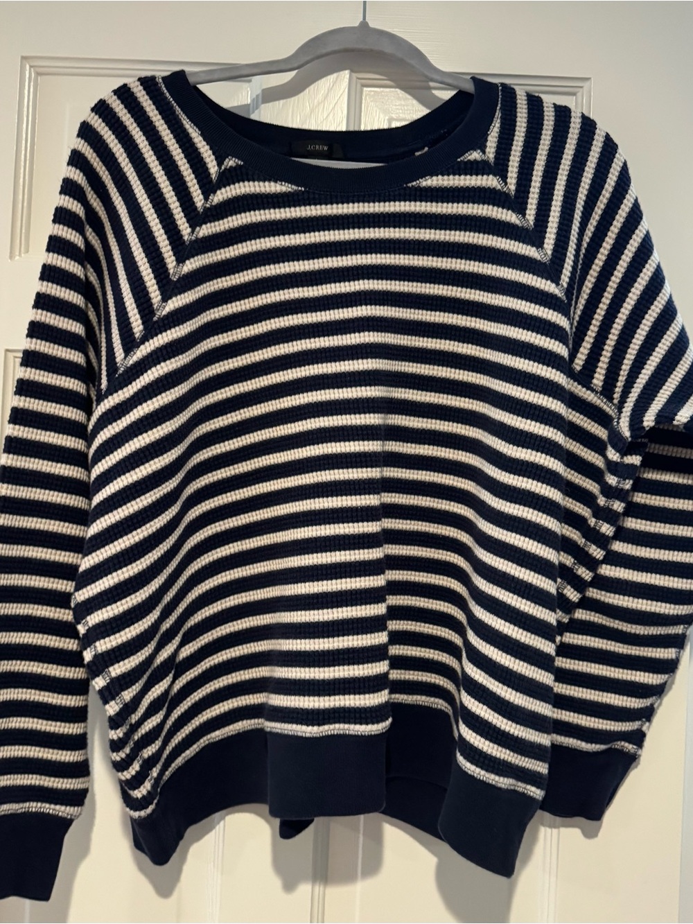 J. Crew Navy & White Striped Crewneck Sweater